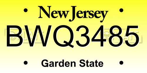 BWQ3485 New Jersey License Plate