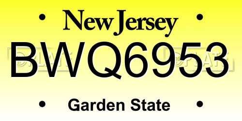 BWQ6953 New Jersey License Plate
