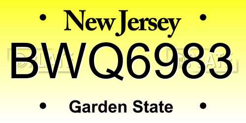 BWQ6983 New Jersey License Plate