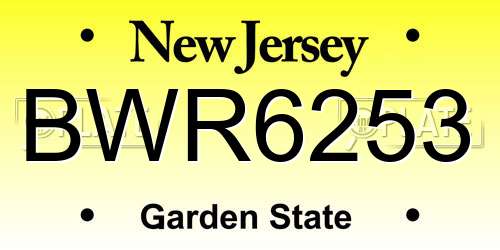 BWR6253 New Jersey License Plate
