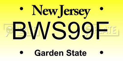 BWS99F New Jersey License Plate