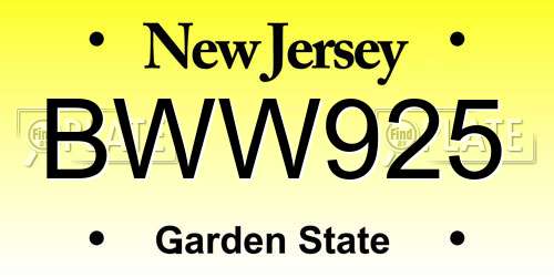 BWW925 New Jersey License Plate