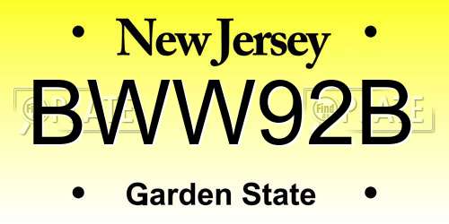 BWW92B New Jersey License Plate