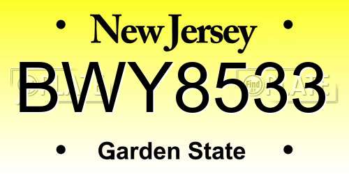BWY8533 New Jersey License Plate
