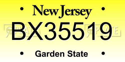BX35519 New Jersey License Plate