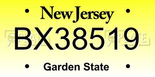 BX38519 New Jersey License Plate