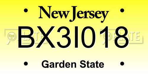 BX3I018 New Jersey License Plate