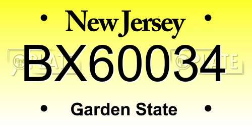 BX60034 New Jersey License Plate