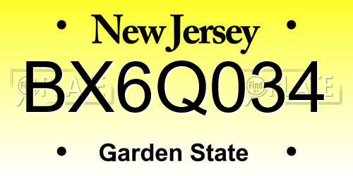 BX6Q034 New Jersey License Plate