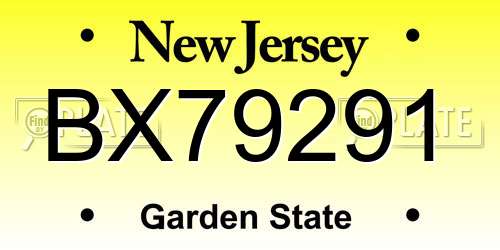BX79291 New Jersey License Plate