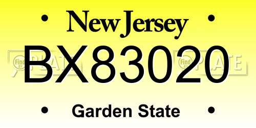 BX83020 New Jersey License Plate