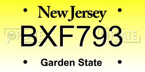 BXF793 New Jersey License Plate