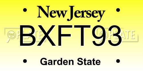 BXFT93 New Jersey License Plate
