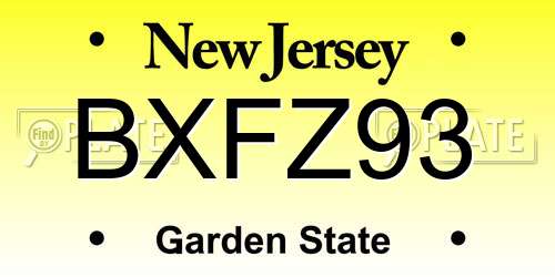 BXFZ93 New Jersey License Plate