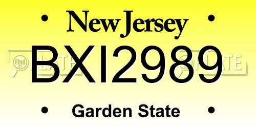 BXI2989 New Jersey License Plate