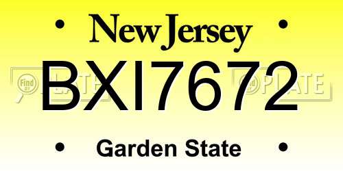 BXI7672 New Jersey License Plate