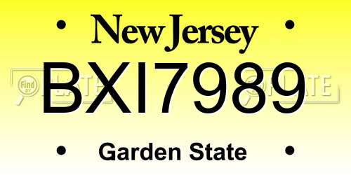 BXI7989 New Jersey License Plate