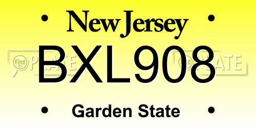 BXL908 New Jersey License Plate