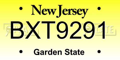 BXT9291 New Jersey License Plate