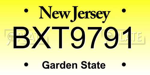 BXT9791 New Jersey License Plate