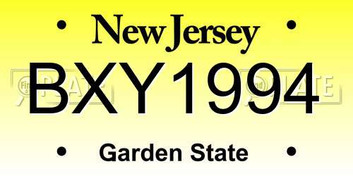 BXY1994 New Jersey License Plate