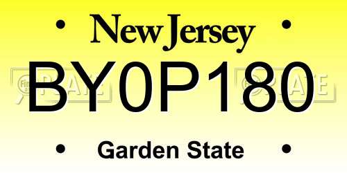 BY0P180 New Jersey License Plate