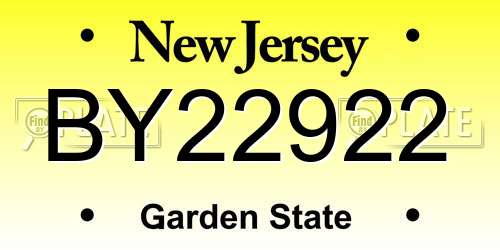 BY22922 New Jersey License Plate