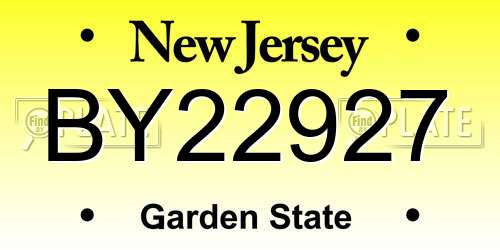 BY22927 New Jersey License Plate