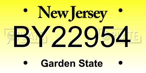 BY22954 New Jersey License Plate