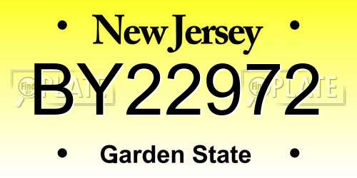 BY22972 New Jersey License Plate