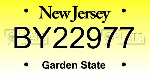 BY22977 New Jersey License Plate