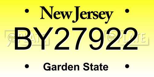 BY27922 New Jersey License Plate