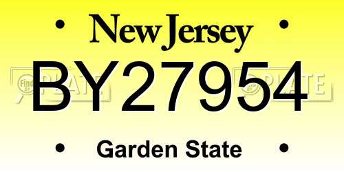 BY27954 New Jersey License Plate