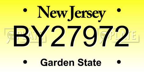 BY27972 New Jersey License Plate