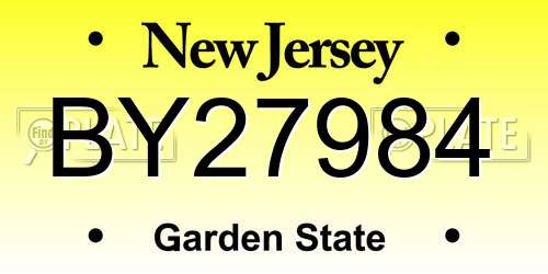 BY27984 New Jersey License Plate