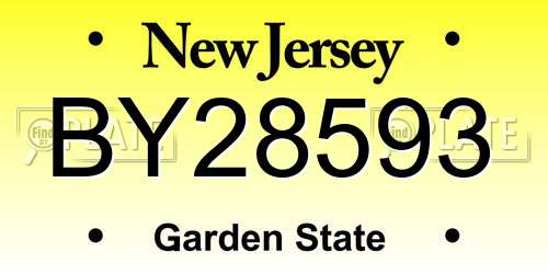 BY28593 New Jersey License Plate