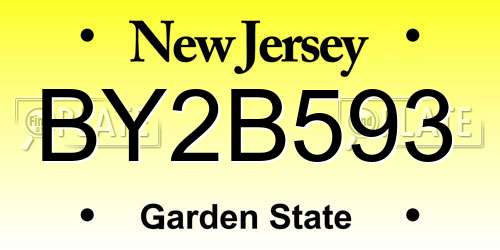 BY2B593 New Jersey License Plate