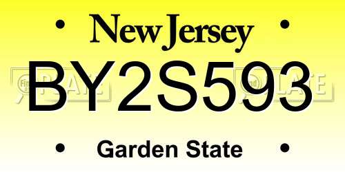 BY2S593 New Jersey License Plate