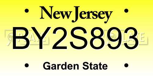 BY2S893 New Jersey License Plate