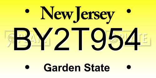 BY2T954 New Jersey License Plate
