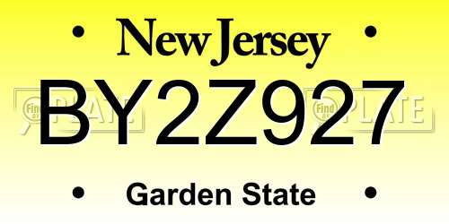 BY2Z927 New Jersey License Plate