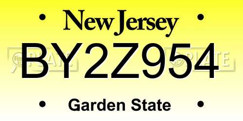 BY2Z954 New Jersey License Plate