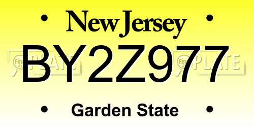 BY2Z977 New Jersey License Plate