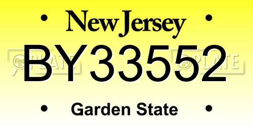 BY33552 New Jersey License Plate