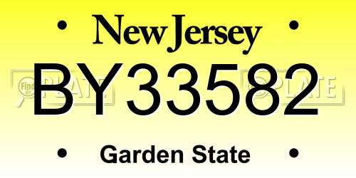 BY33582 New Jersey License Plate