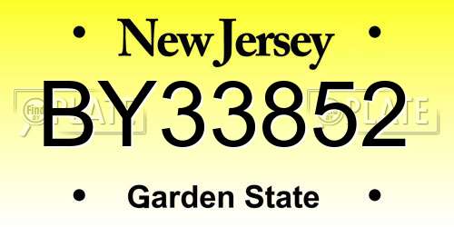 BY33852 New Jersey License Plate