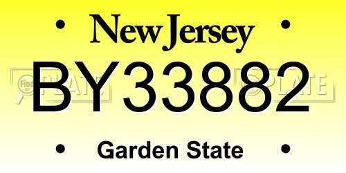 BY33882 New Jersey License Plate