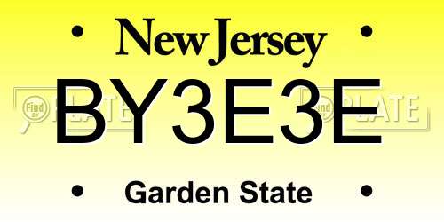 BY3E3E New Jersey License Plate