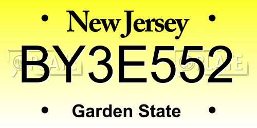 BY3E552 New Jersey License Plate