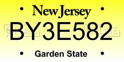 BY3E582 New Jersey License Plate